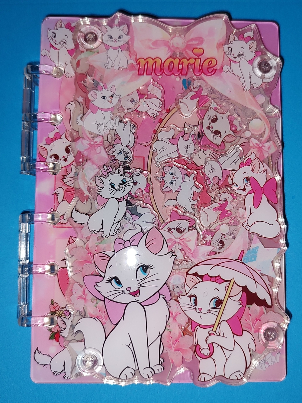 New! A7 Marie Pink Cat Acrylic Shaker Notebook